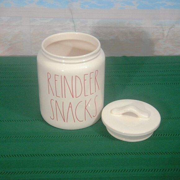 Rae Dunn Reindeer Snacks Christmas Holiday Canister Farmhouse Kitchen - Picture 2 of 4